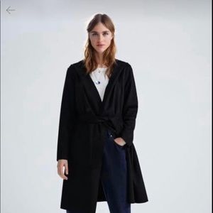 ZARA long suede coat with tie